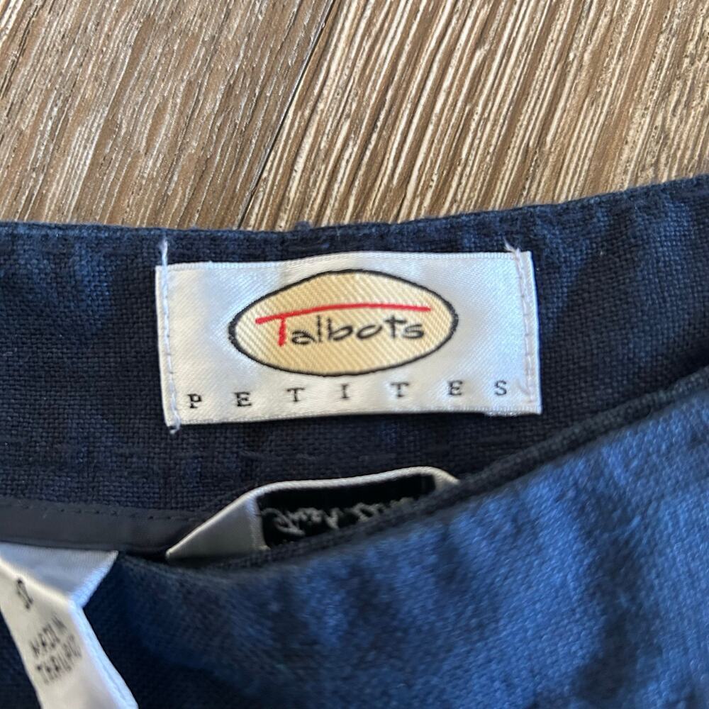 Talbots women’s linen navy blue cropped pants size 12 petite Boho, timeless - Picture 3 of 9